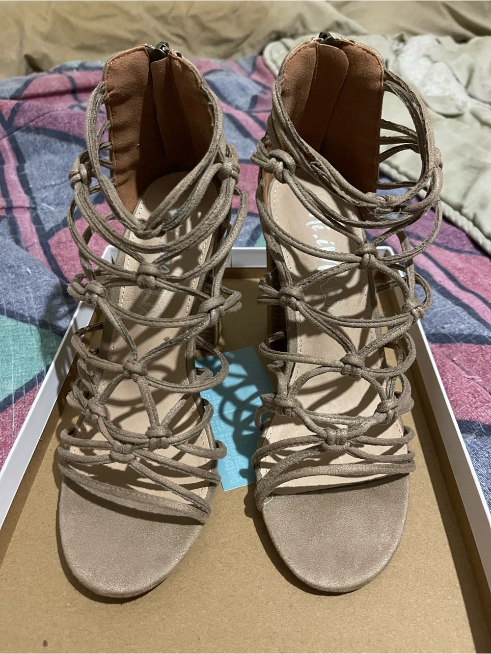 New in box, strappy heels with 4” block heel. 7.5 - Picture 11 of 13